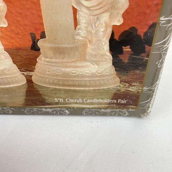 Vintage 1995 Vatican Library Collection Crystal Cherub Candleholders Pair 5" - Picture 10 of 10